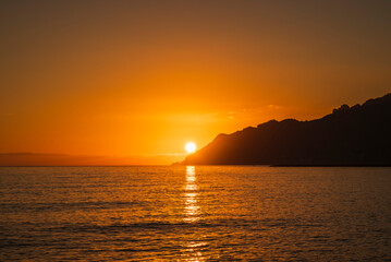 Sky ablaze with the fire of the setting sun along Amalfi Coast