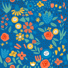 Naklejka premium Seamless flowers pattern. Vector illustrations