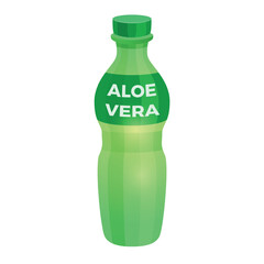 Aloe vera healthy drink in green bottle. Vector illustration in flat cartoon style, isolated on white background 
