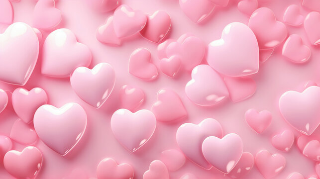 Pink Hearts Background, Valentine’s Day Background, Love Background. AI Generated