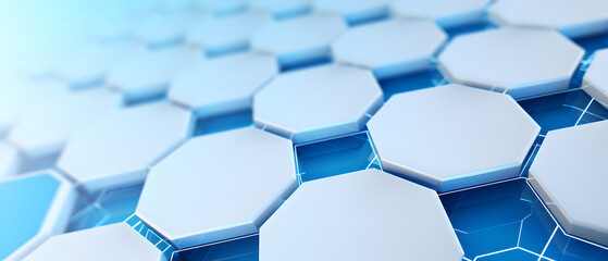 Fototapeta na wymiar White background with blue tech hexagons