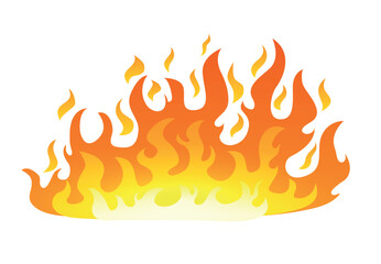 Big fire flame in cartoon style, isolated on white background. vector illustration in flat cartoon style