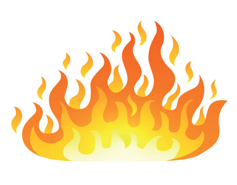 Big fire flame in cartoon style, isolated on white background. vector illustration in flat cartoon style
