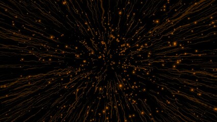 Orange color sparkling glitter particles motion  background