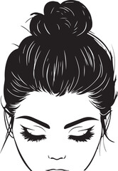 Messy hair bun, woman face silhouette, Beautiful girl, Female hairstyle, Vector illustration, SVG