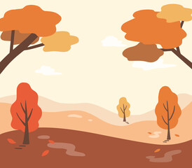 Obraz na płótnie Canvas autumn landscape illustration , 가을 풍경 일러스트