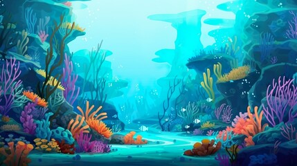 Obraz na płótnie Canvas Background underwater arctic. A captivating banner design featuring a colorful illustration of the enchanting underwater arctic against an abstract background. Generative AI.