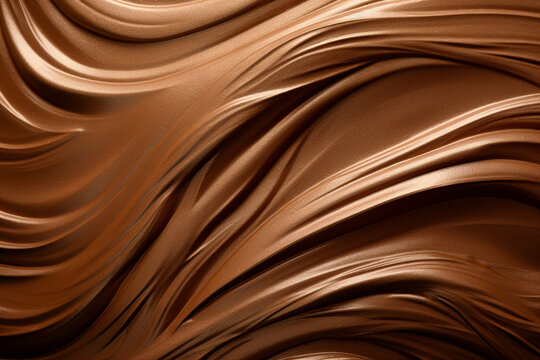 Chocolate cream texture abstract waves background. Generative AI