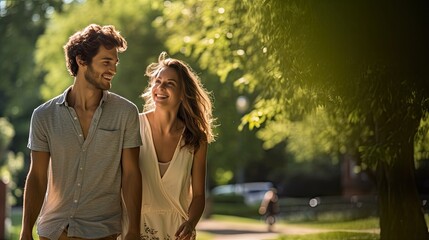 Fototapeta premium couple walking in the park