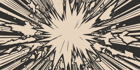 Obraz premium VIntage retro comics boom explosion crash bang cover book design with light and dots. Can be used for decoration or graphics. Graphic Art. Vector