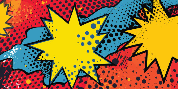 VIntage retro comics boom explosion crash bang cover book design with light and dots. Can be used for decoration or graphics. Graphic Art. Vector.