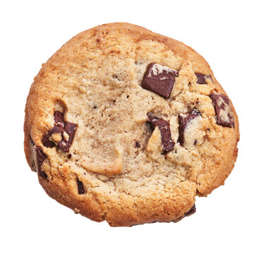  Delicious single chocolate cookie over isolated white background