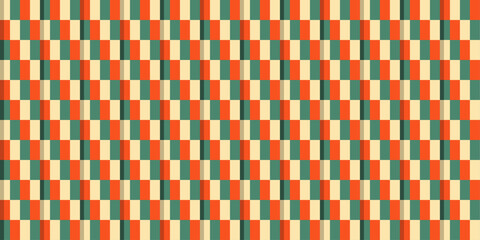 Simple orange green tile. Vector tiles made of rectangles that follow each other diagonally.
