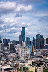 Fototapeta premium Aerial view of Khlong San and Chao Phraya river in Bangkok, Thailand