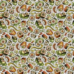 Japanese cuisine сartoon seamless pattern