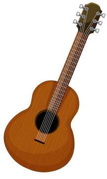 Wood Guitar in Cartoon Style Vector