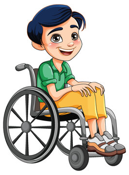 Disable man sitting on wheelchair