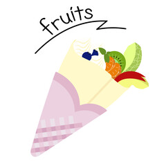 フルーツクレープのベクターイラスト
