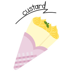 カスタード味のクレープのベクターイラスト