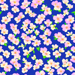 Flower blossom and leaf Delicate Petals and Intricate seamless pattern with vibrant western style background 