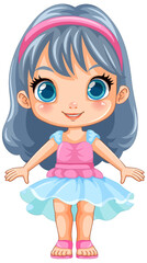 Adorable Girl in Cute Dress Vector