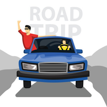 Road trip Drive vector art illustration
