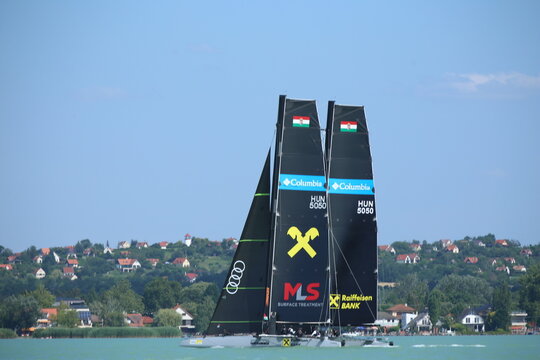 Sailing boat compete on 55th Kekszalag long distence race at the Lake Balaton Hungary