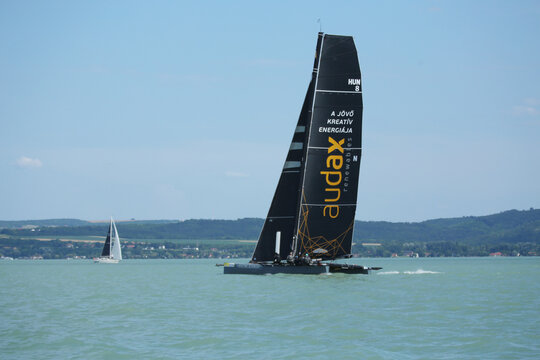 Sailing boat compete on 55th Kekszalag long distence race at the Lake Balaton Hungary