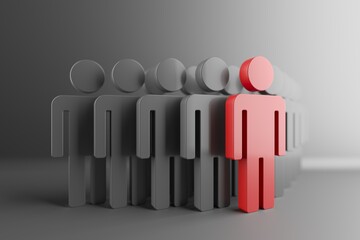 Different person in a crowd. Unique individuality concept