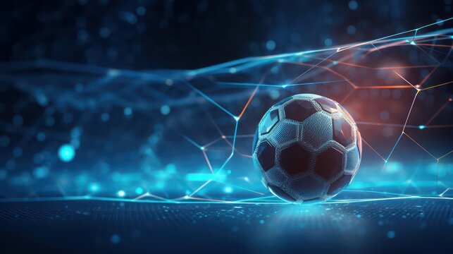 soccer ball on the blue technology - Powered by Adobe