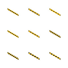 Seamless yellow and black warning tapes, isometric vector illustration.