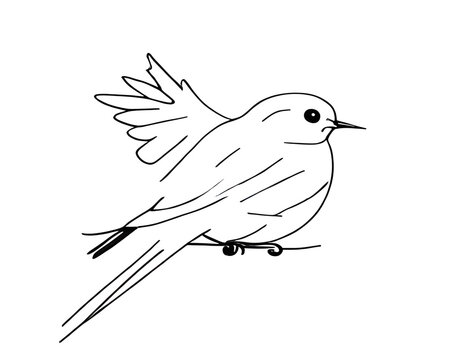 recommend clip art: Sketch of a big bird on a branch