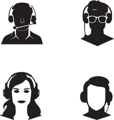 Support Manager icon set, Operator call-centre, Vector Illustration, SVG