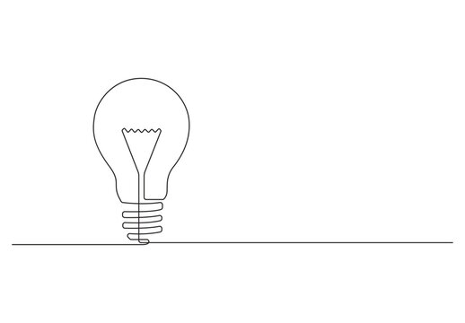 Continuous one line drawing light bulb symbol idea and creativity isolated on white background vector illustration. Premium vector.
