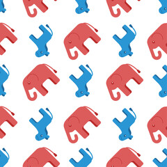 Seamless pattern with elephant and donkey. For USA voting and election.