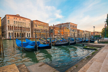 Sunrise view of beautiful Venice. Architecture and landmarks of Venice. Venice panorama, Italy