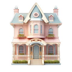 Fototapeta premium Old victorian house 3d icon render isolated on white transparent background