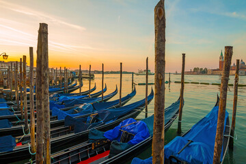 Sunrise view of beautiful Venice. Architecture and landmarks of Venice. Venice panorama, Italy