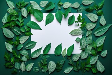 Mock up Inside out design Green leaves on a paper background. Generative AI