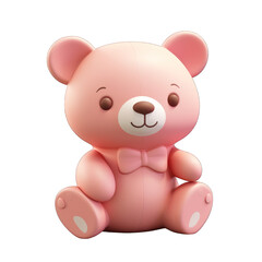 Cute teddy bear 3d clay icon render isolated on white transparent background