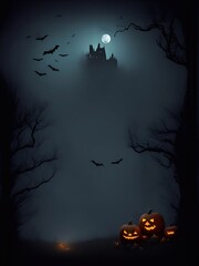 horror illustration  scary background horror background ,ghost forest for  halloween and atr illustration generative ai