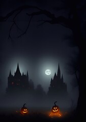 horror illustration  scary background horror background ,ghost forest for  halloween and atr illustration generative ai