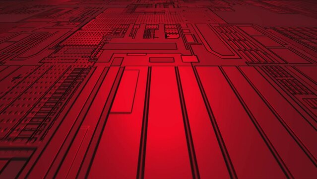 Red computer chipset pattern 3d futuristic technology background