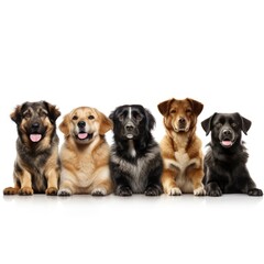 Collection set of the most popular animal pets dogs. AI generative.