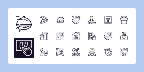 Food delivery icon set
