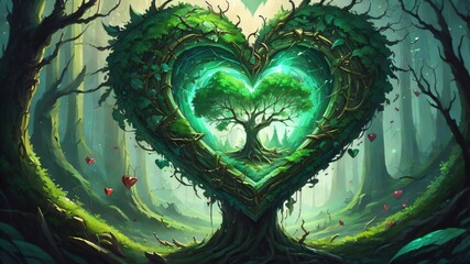 Fototapeta premium Heart tree with emerald
