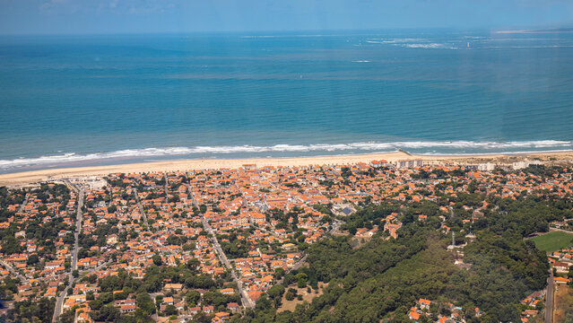 Garonne estuary soulac and Cordouan lighthouse from aerial view in France