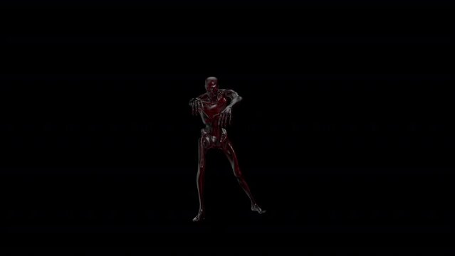 Zombie Skeleton Walk animation with transparent (alpha) background