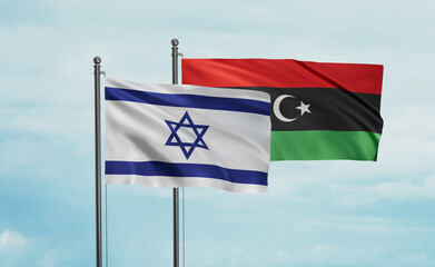 Libya and Israel flag - obrazy, fototapety, plakaty