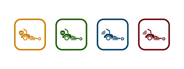 smart mower icon vector illustration. smart automatic lawn mower concept.